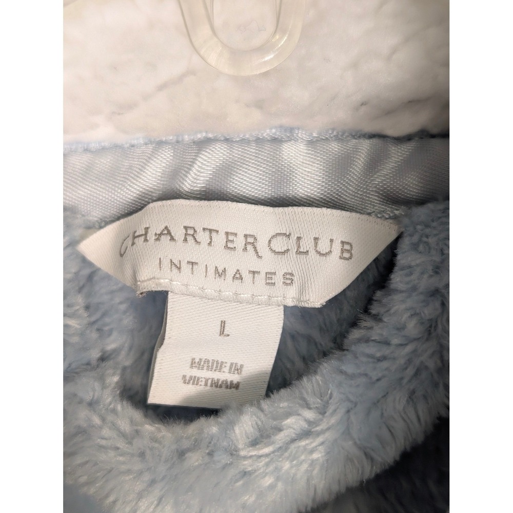 Charter Club Full Zip Robe Womens Large Blue Snowflake Fleece Plush Cozy Lounger - Picture 4 of 9